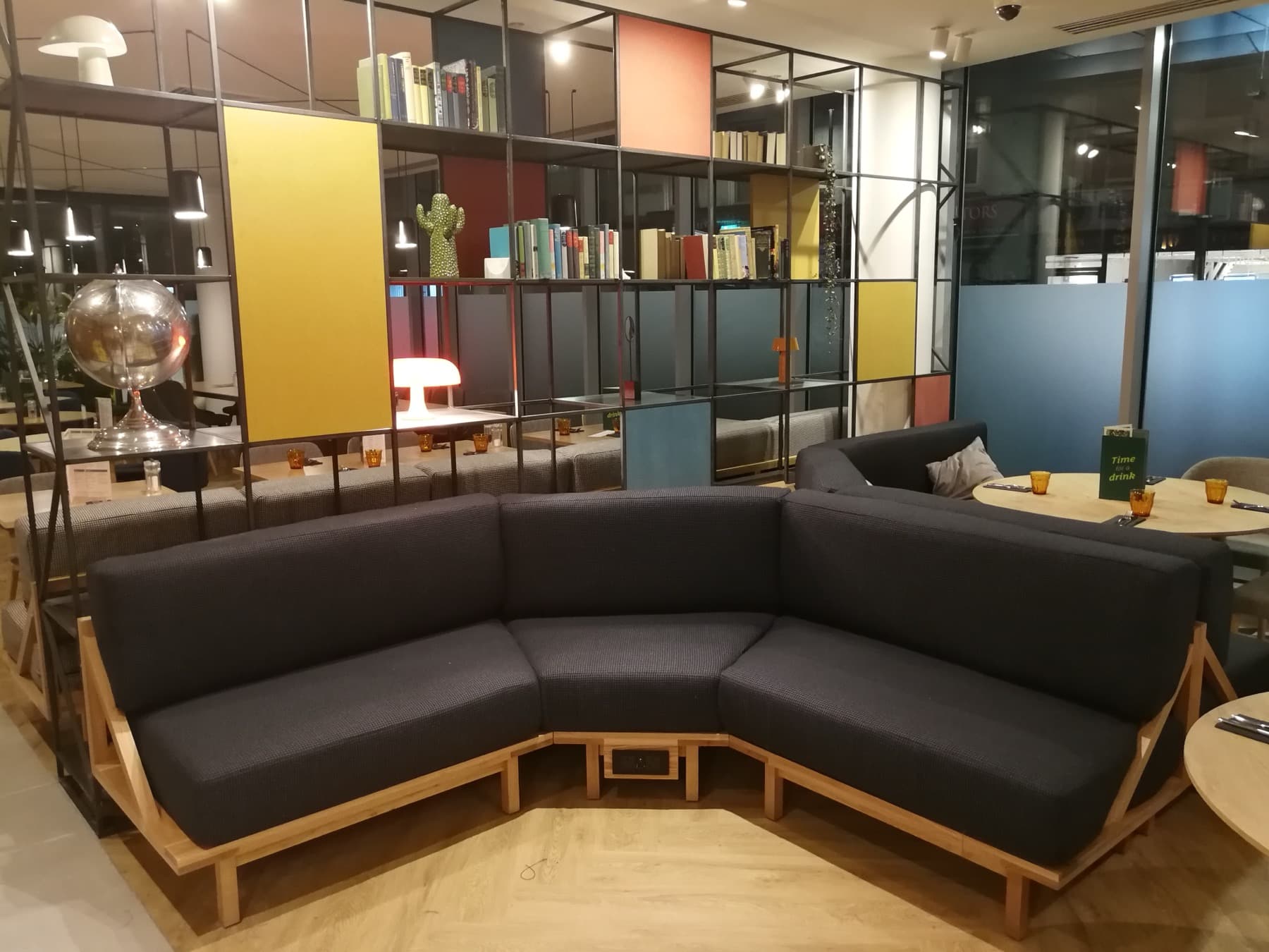Commercial banquette seating upholstered for hospitality use