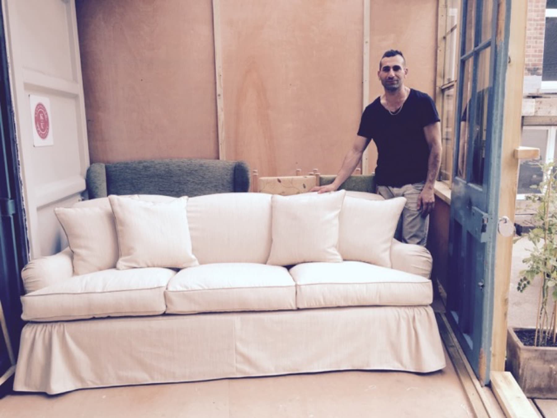 Finished cream sofa at Kennington Upholstery