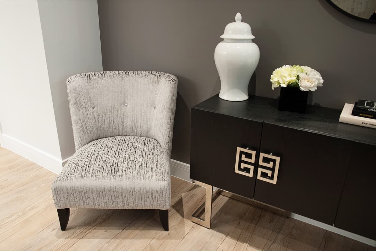 Upholstered furniture in hallway setting