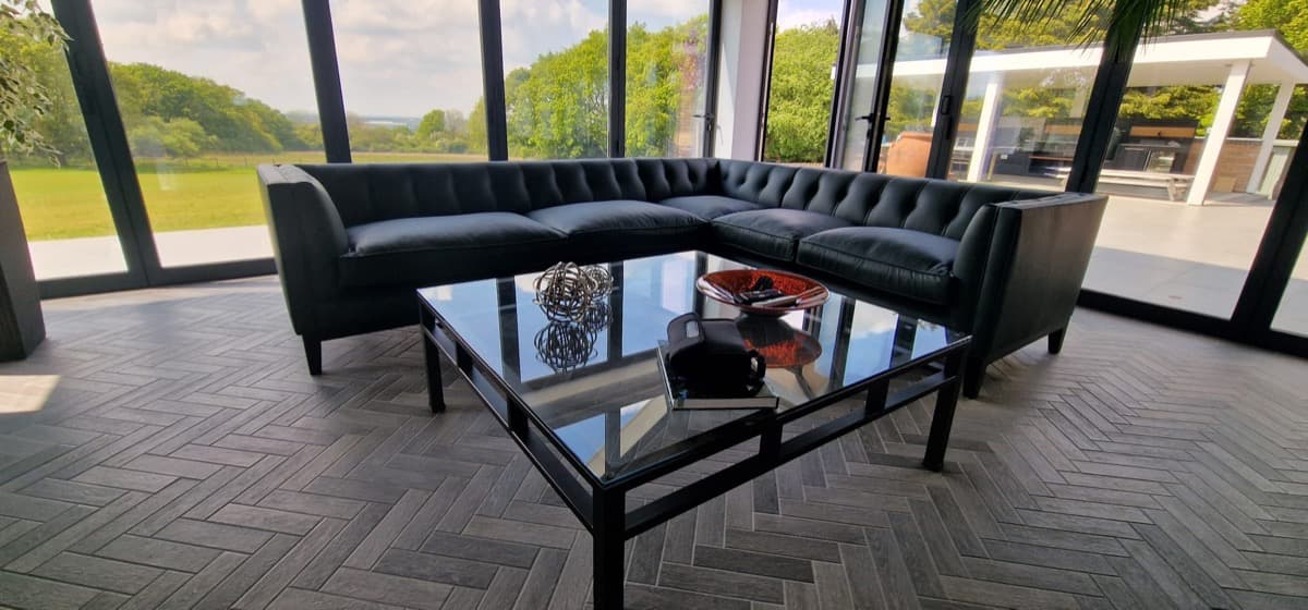 Rose corner unit with custom upholstery