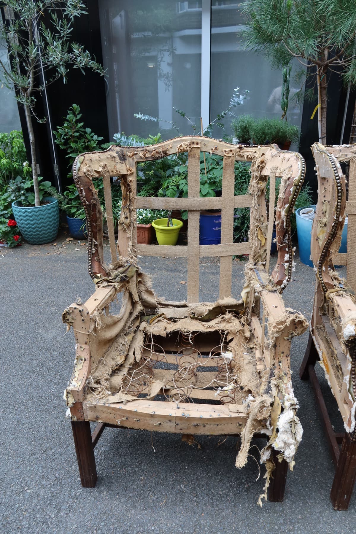 Chair frame, springs and webbing inspected during reupholstery