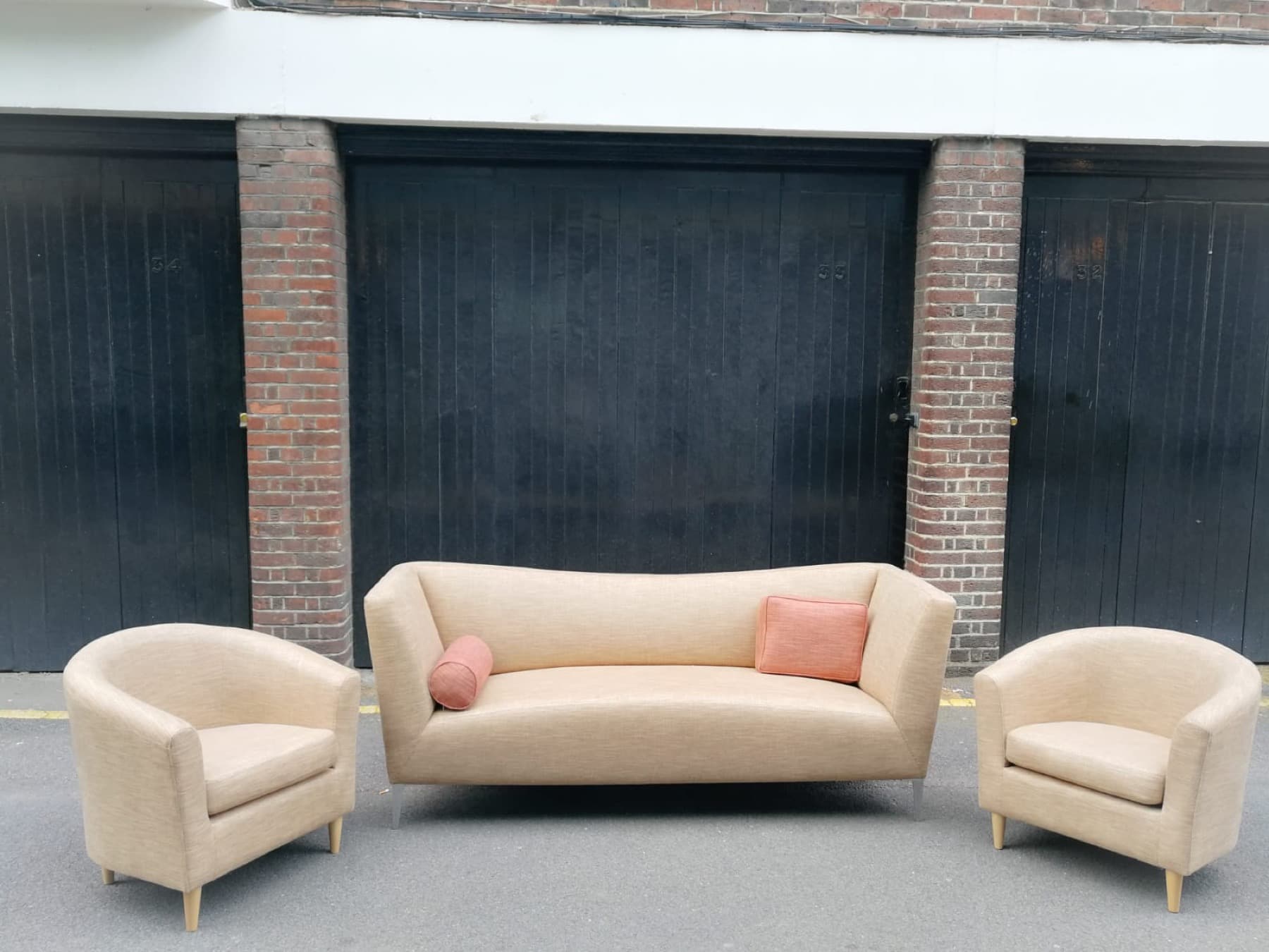 Finished sofa and chairs after London reupholstery work
