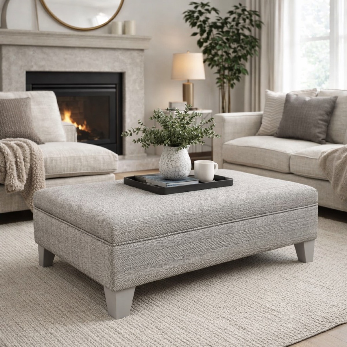 Cushioned Rectangular Ottoman - Arthur Footstool Gallery