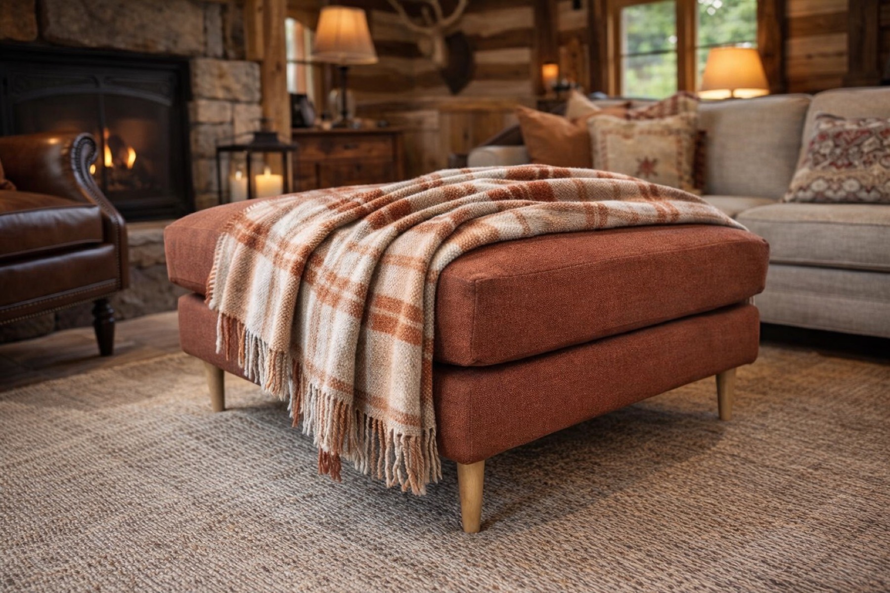 Mid-Century Padded Ottoman - Beaumont Footstool Gallery